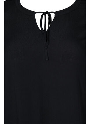 Kortärmad viskosklänning med tryck, Black, Packshot image number 2