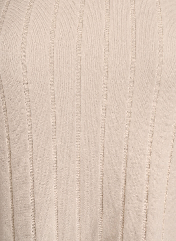 Jerseyblus med fyrkantig halsringning och ribbad textur, Beige, Packshot image number 2