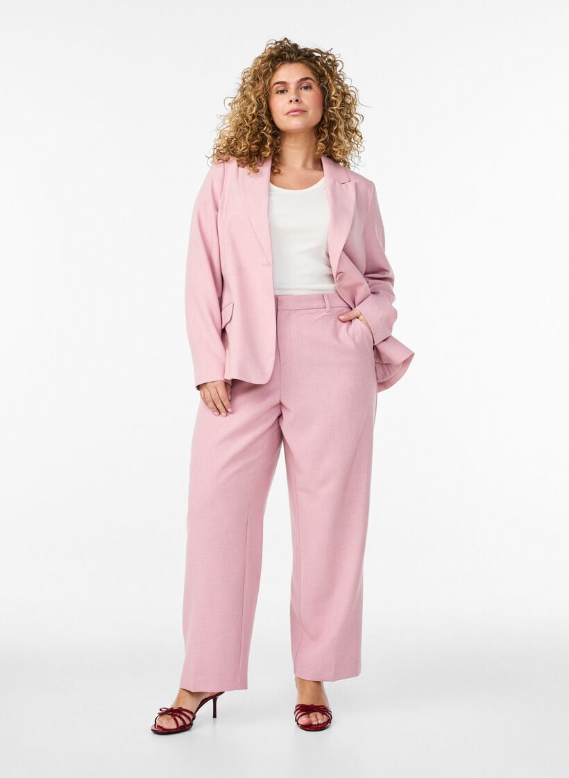 Klassisk blazer med enkelkn&auml;ppning och fickor, Rosa, Model