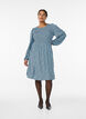 Kl&auml;nning med smock upptill och sm&aring;blommigt m&ouml;nster, Bl&aring;, Model image number 1