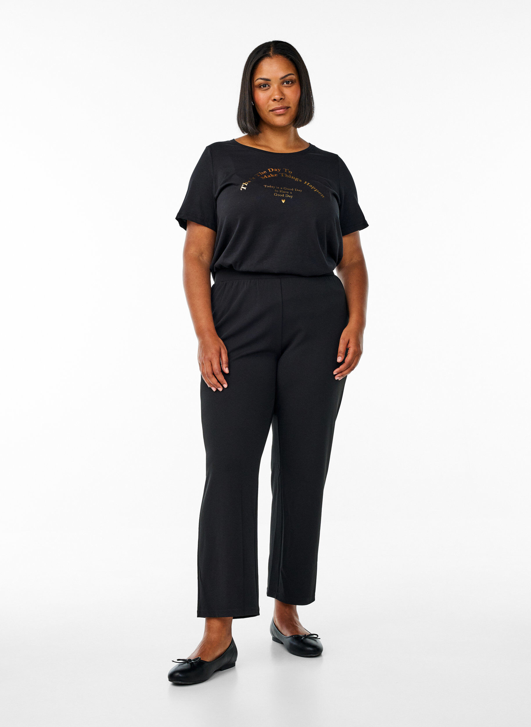 Zizzi FLASH - T-shirt med tryck, Svart, Model image number 1