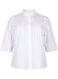 Bomullsskjorta med hålmönster, Bright White
