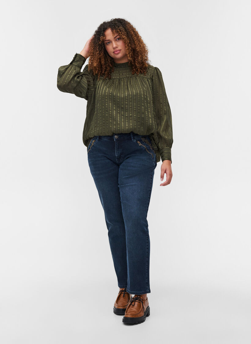 Slim fit Emily jeans med nitar, Dark blue, Model image number 0