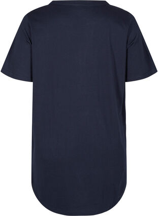 T-shirt i bomull med v-ringad hals och knappar, Night Sky, Packshot image number 1