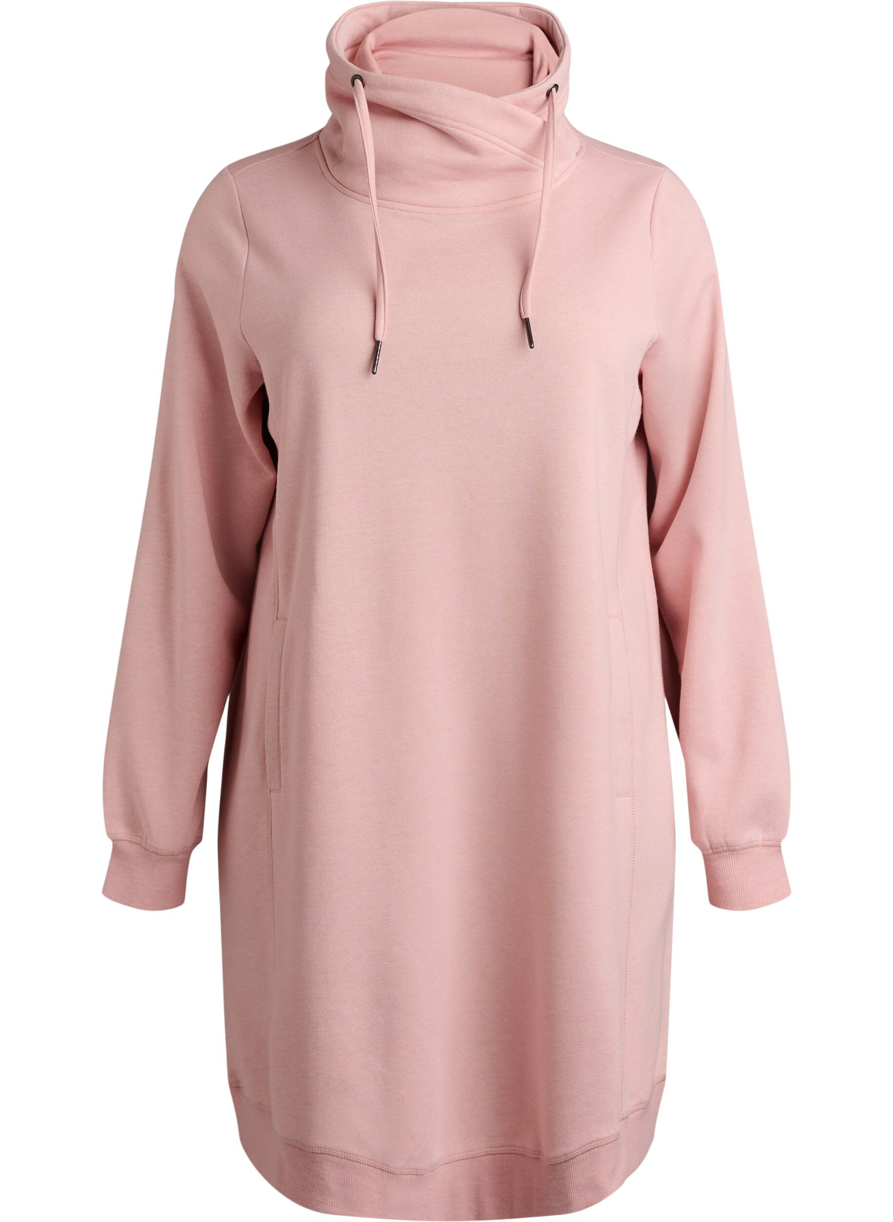 ZizziKort sweatshirtkl&auml;nning med h&ouml;g krage och fickor, Rosa, Packshot image number 0