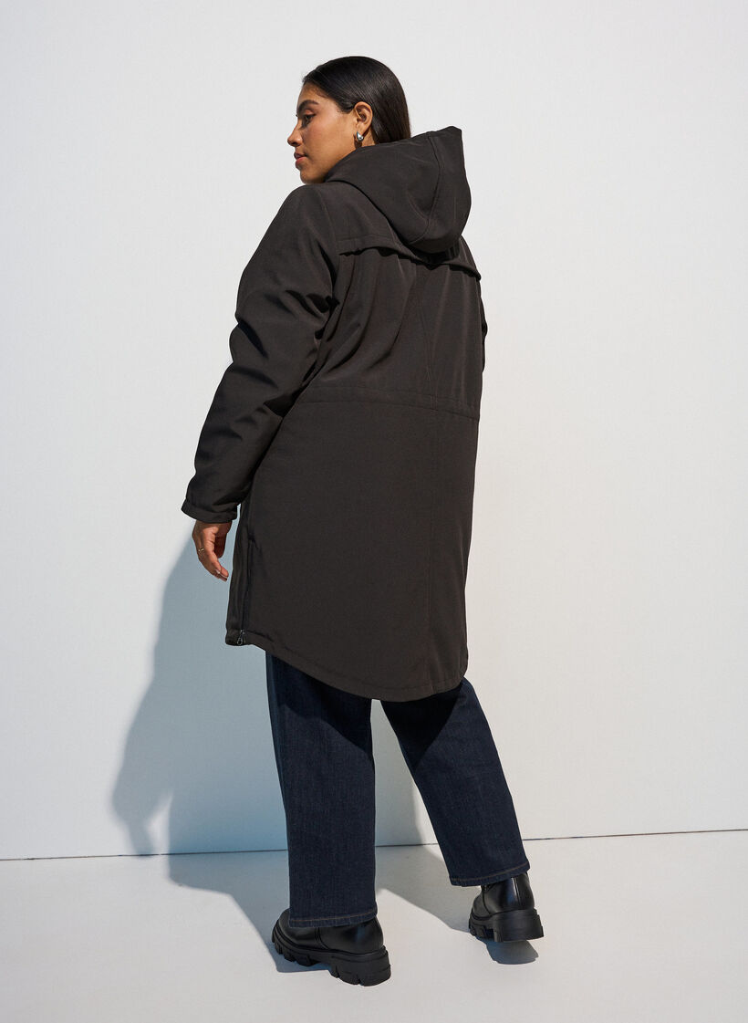 Vattenavvisande softshelljacka med quiltat foder, Svart, Model image number 2