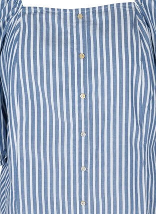 Randig bomullsblus med 3/4 ärmar, Bijou Blue Stripe, Packshot image number 2