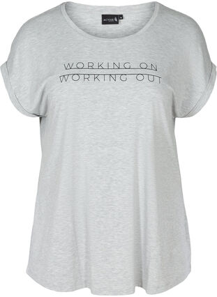Tränings-t-shirt med tryck, Light Grey Melange, Packshot image number 0