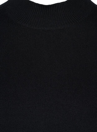 Stickad tröja med hög hals och ballongärmar, Black, Packshot image number 2