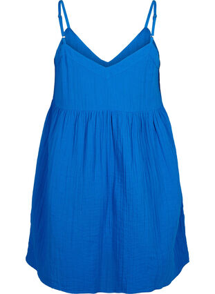 Strandklänning i bomull med smala axelband, Victoria blue, Packshot image number 1