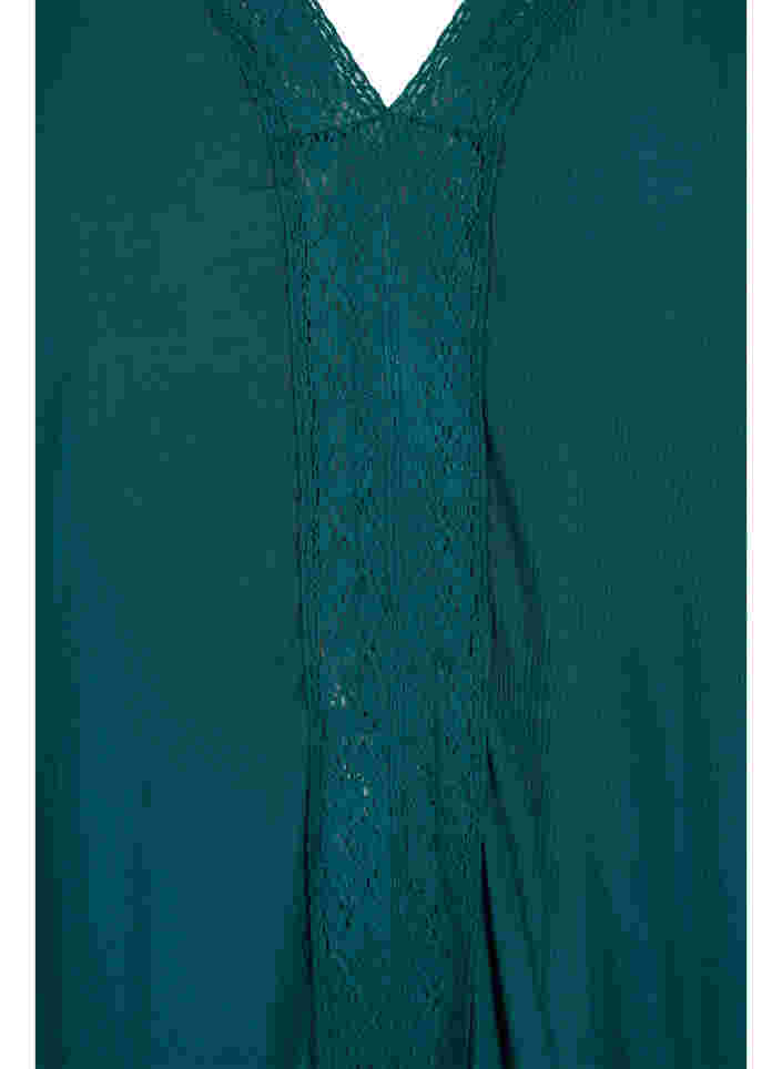 Strandklänning i viskos med spetsdetaljer, Deep Teal, Packshot image number 2