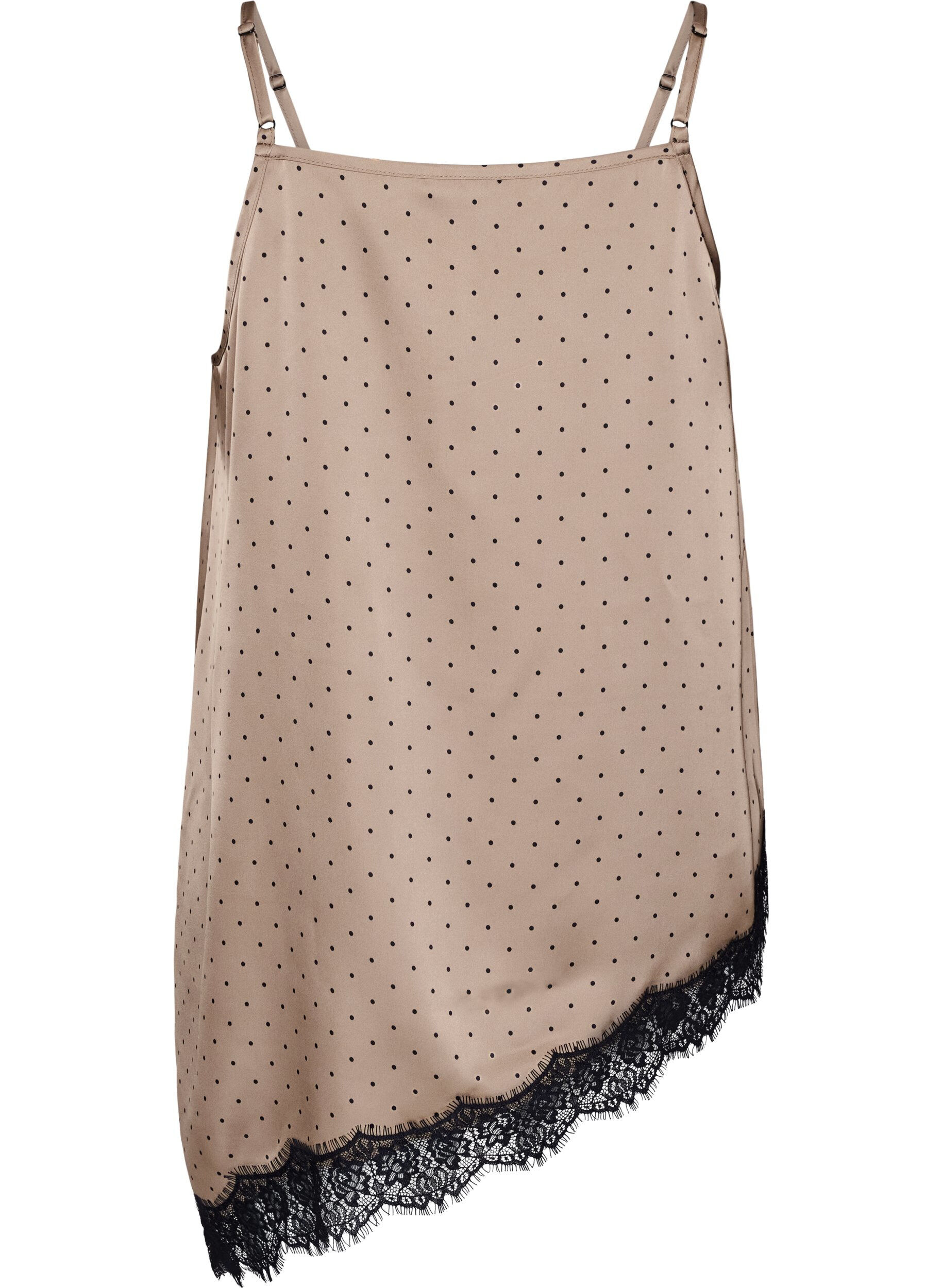 ZizziLinne med spets och asymmetrisk nederkant, Beige, Packshot image number 1
