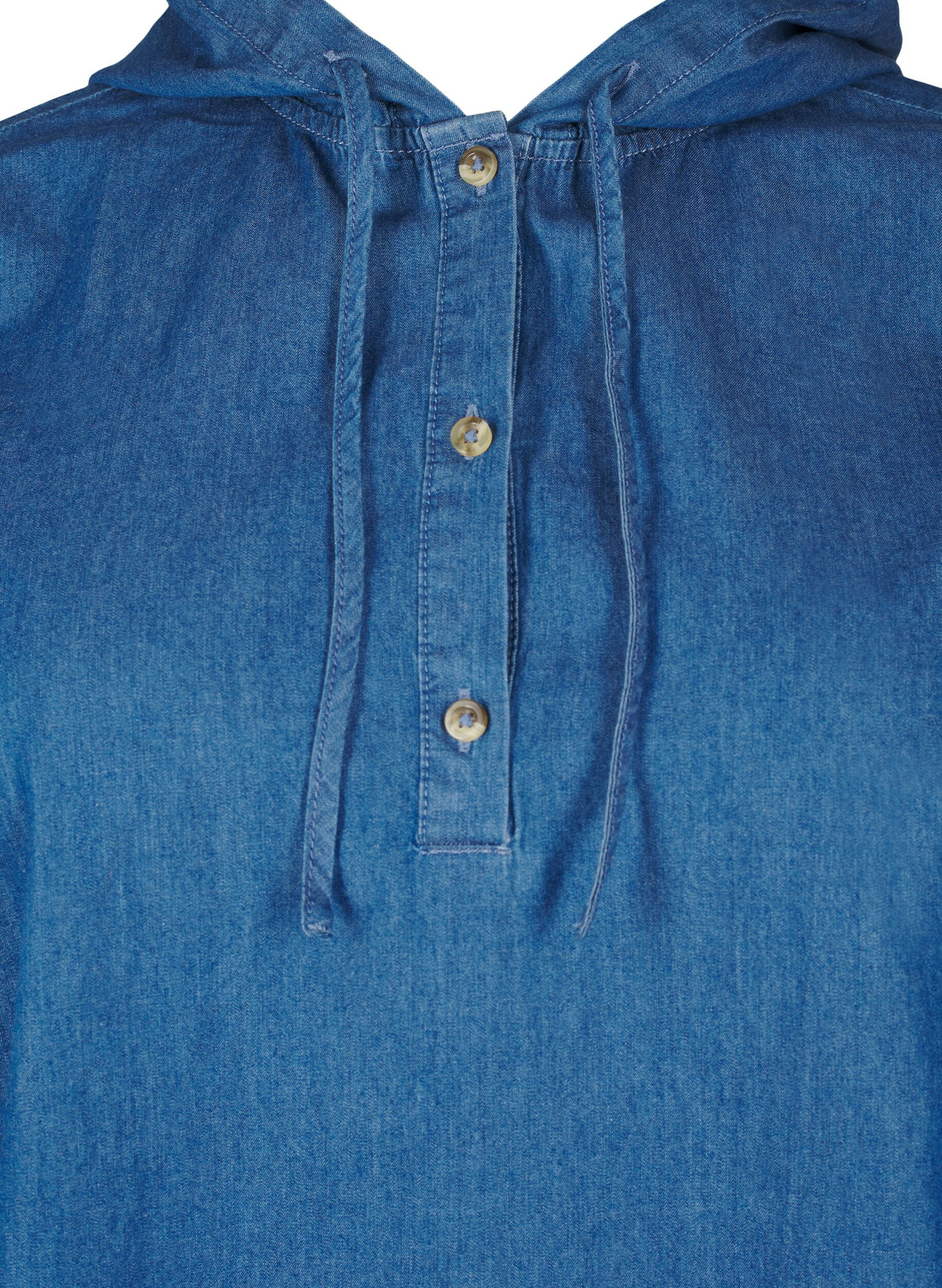 Zizzi Denimblus med huva, Medium Blue Denim, Packshot image number 2