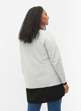 Melerad stickad tröja med paljetter, Light Grey Melange, Model image number 1