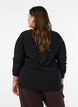 Texturerad blus med v&aring;giga kanter, Svart, Model image number 2