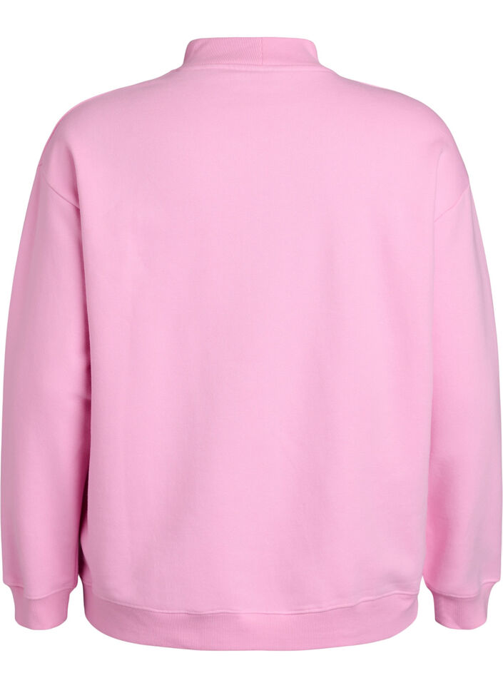 Sweatshirt med h&ouml;g hals och l&aring;nga &auml;rmar, Rosa, Packshot image number 3