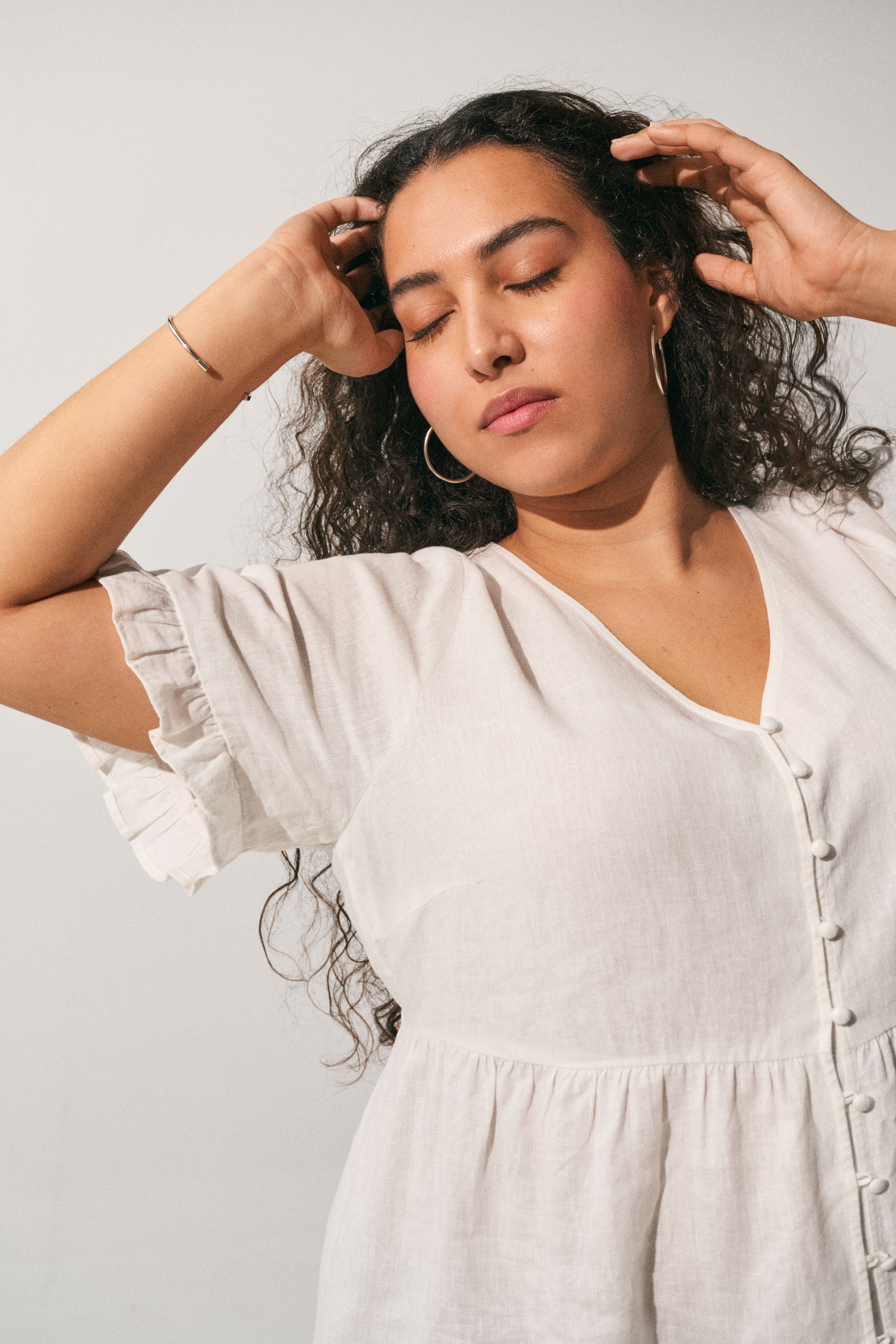 Zizzi Outfit i linne och viskos, , Model