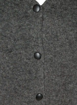 Kort stickad kofta i ullblandning, Dark Grey Melange, Packshot image number 2