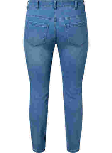 Croppade Emily jeans med broderi, Blue denim, Packshot image number 1