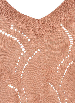 Mönstrad stickad tröja med ull, Burlwood mel, Packshot image number 2