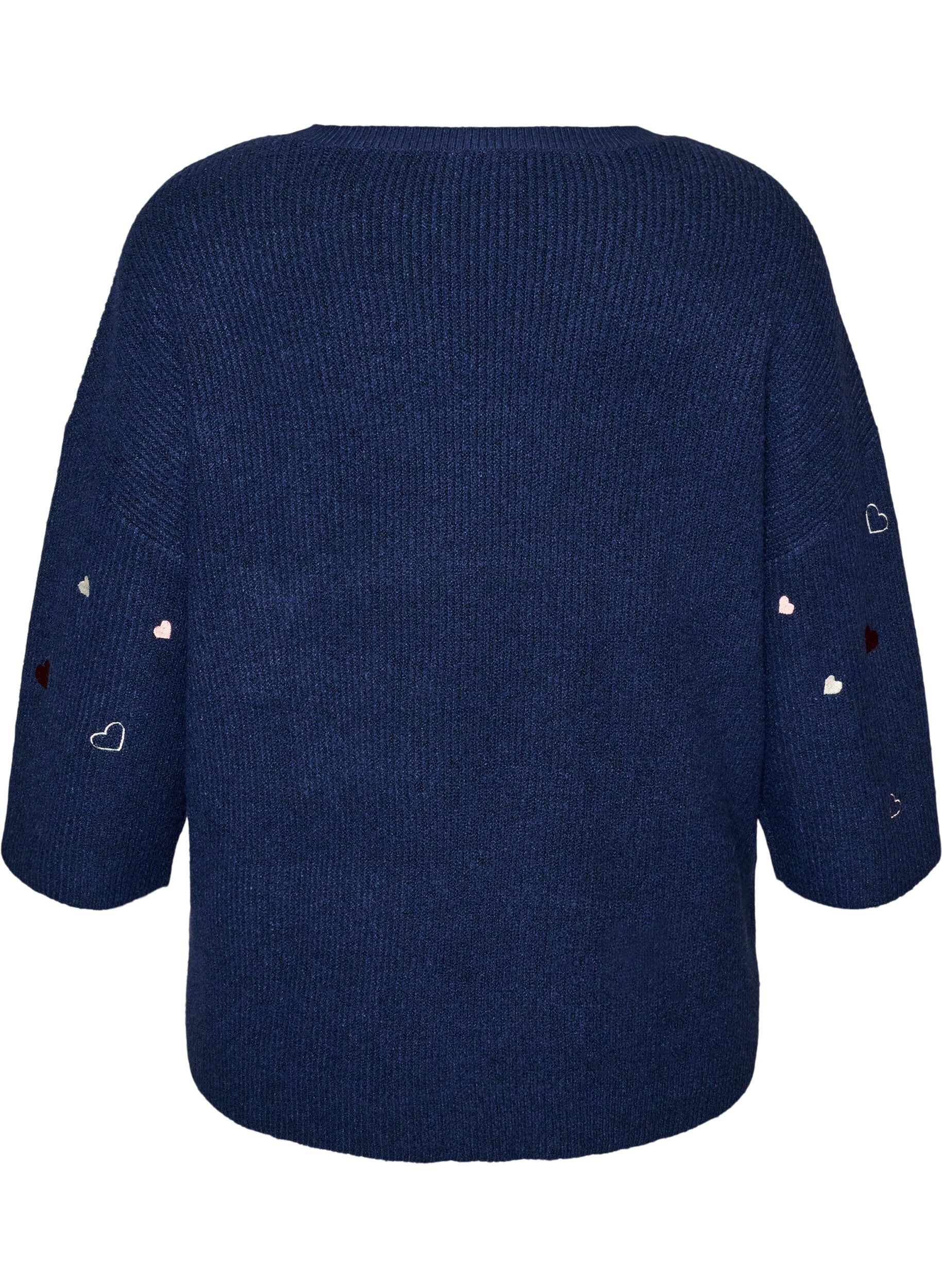 ZizziTr&ouml;ja med hj&auml;rtan och 3/4-&auml;rm, Bl&aring;, Packshot image number 1