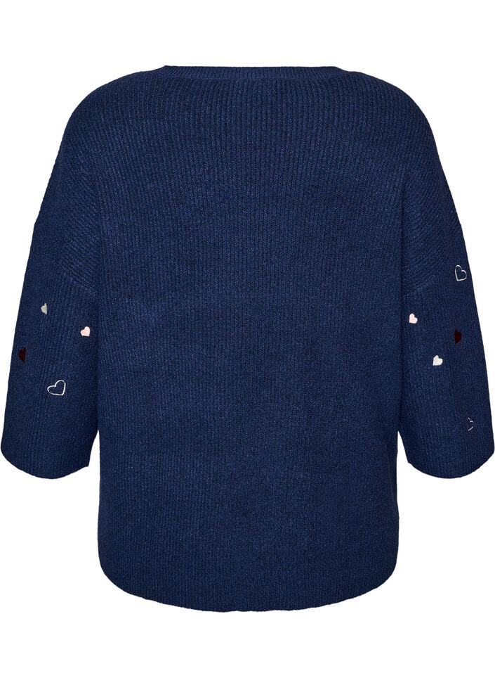 Tr&ouml;ja med hj&auml;rtan och 3/4-&auml;rm, Bl&aring;, Packshot image number 1