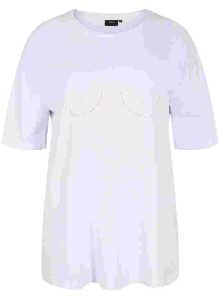 Support the breasts – T-shirt i bomull, White, Packshot