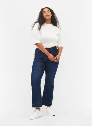 Ellen bootcut jeans med hög midja, Dark blue, Model image number 0