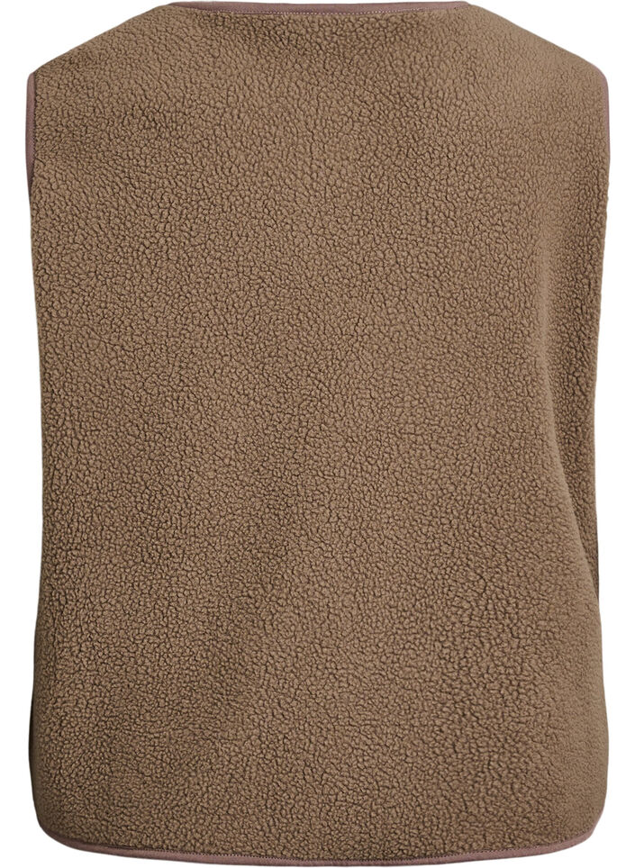 Teddyv&auml;st med knappar och fickor, Brun, Packshot image number 1