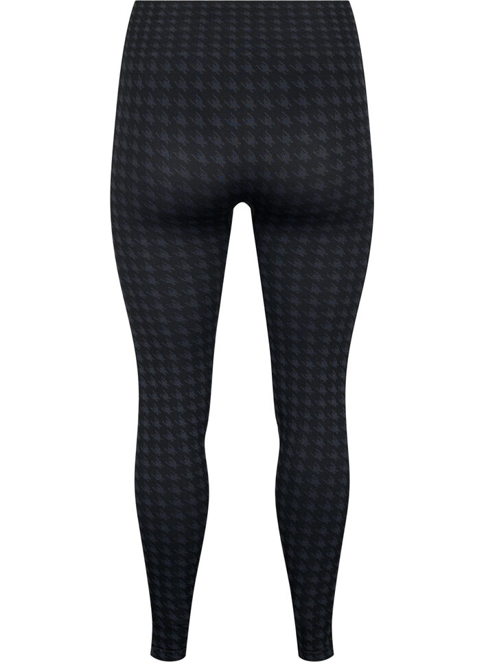 Hundtandsmönstrade leggings utan sömmar, Black w. Dark Grey, Packshot image number 1