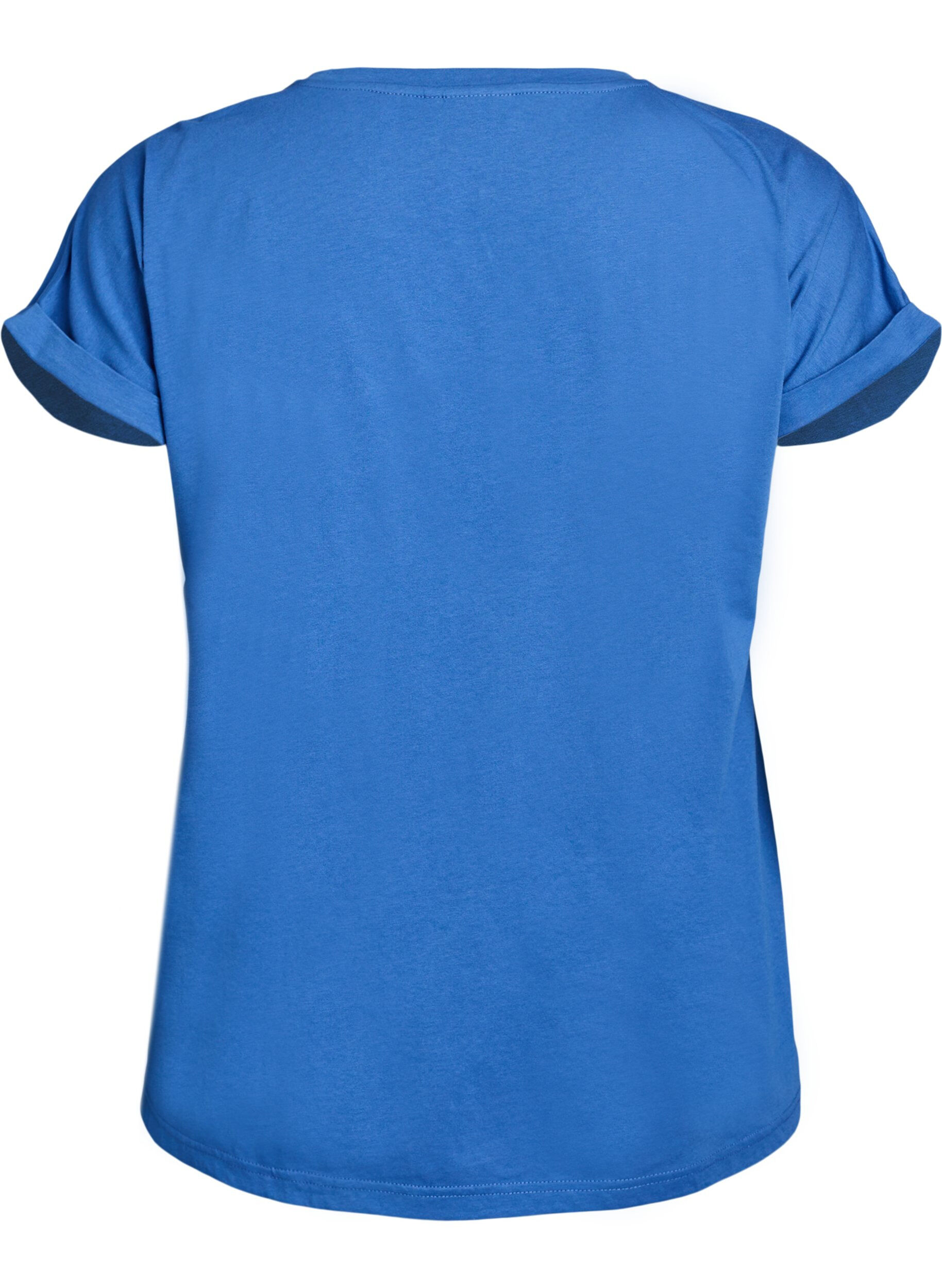 ZizziKort&auml;rmad t-shirt i bomullsblandning, Bl&aring;, Packshot image number 1
