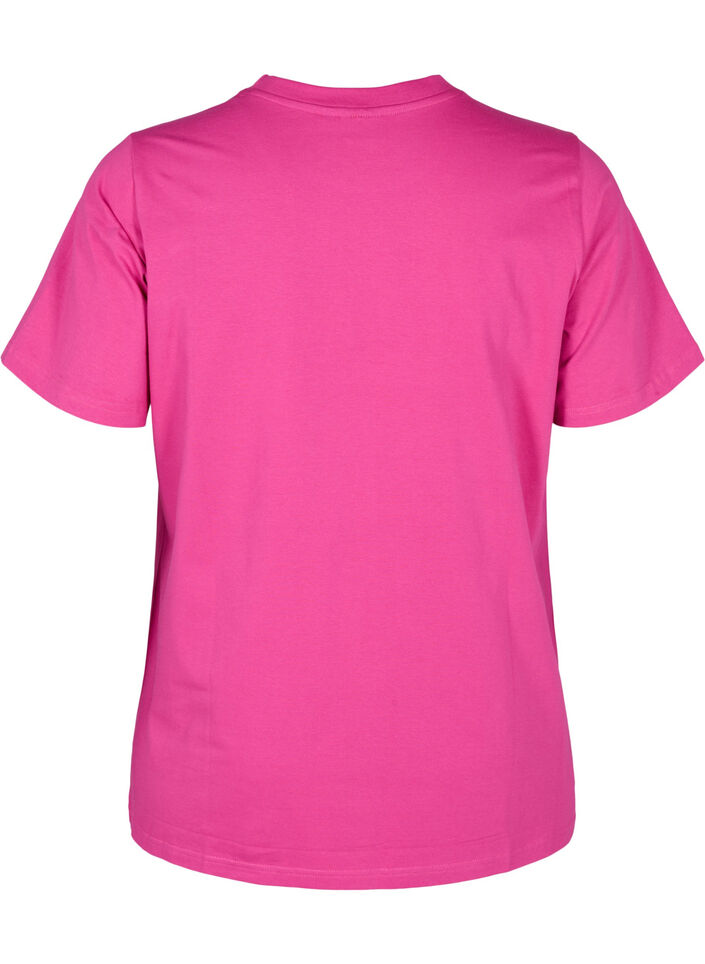 T-shirt i ekologisk bomull med rund halsringning, Raspberry Rose, Packshot image number 1