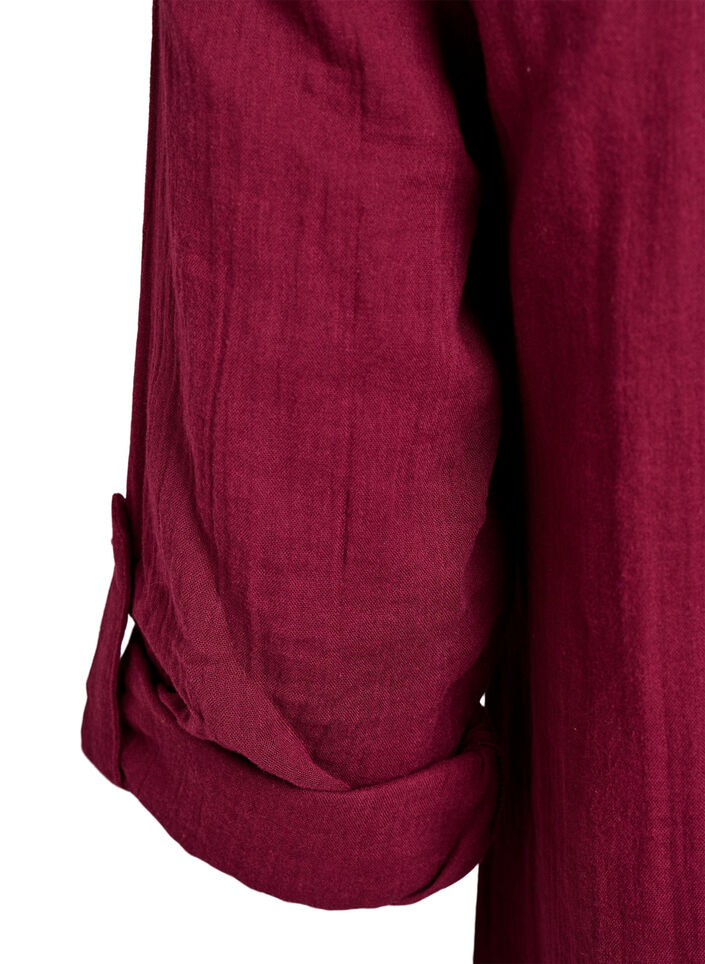 Tunika i bomullsmuslin med broderie anglaise, M&ouml;rk Bordeaux, Packshot image number 3