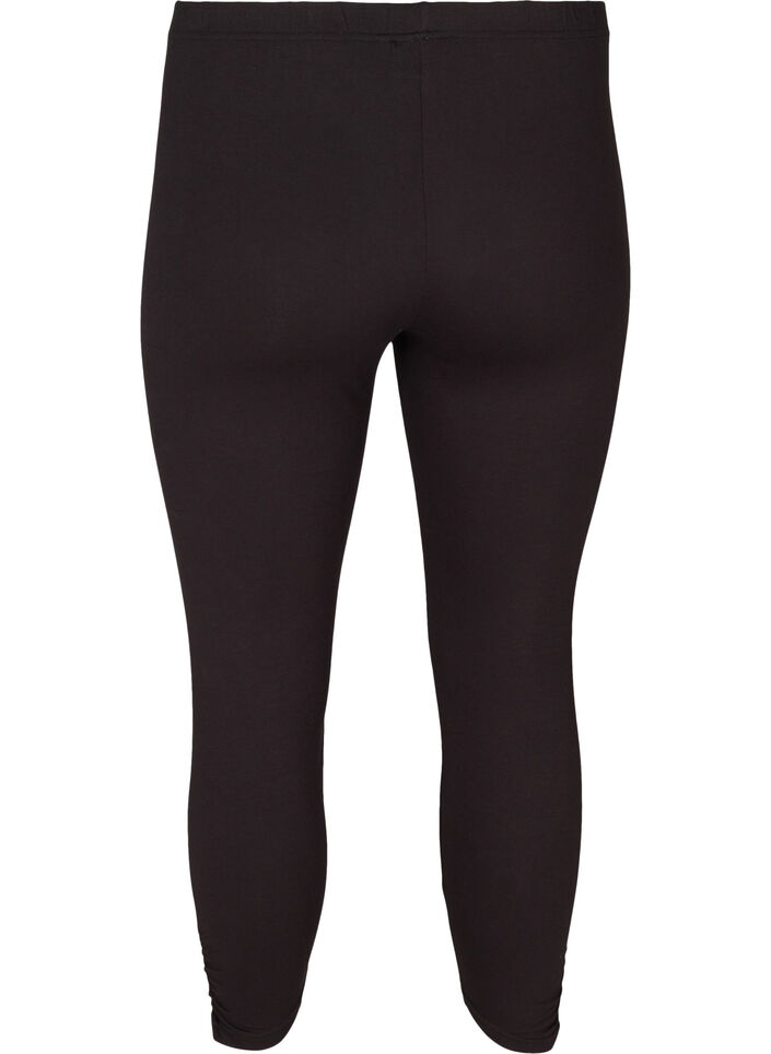 Basleggings med 3/4 längd och rynkdetaljer, Black, Packshot image number 1