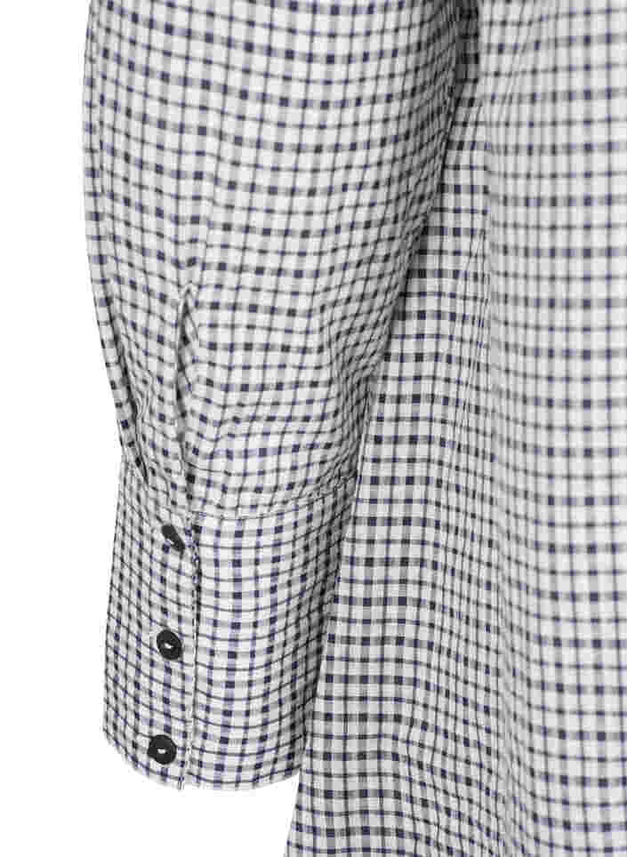 Rutig skjorttunika med knytband, Black/White Check, Packshot image number 3