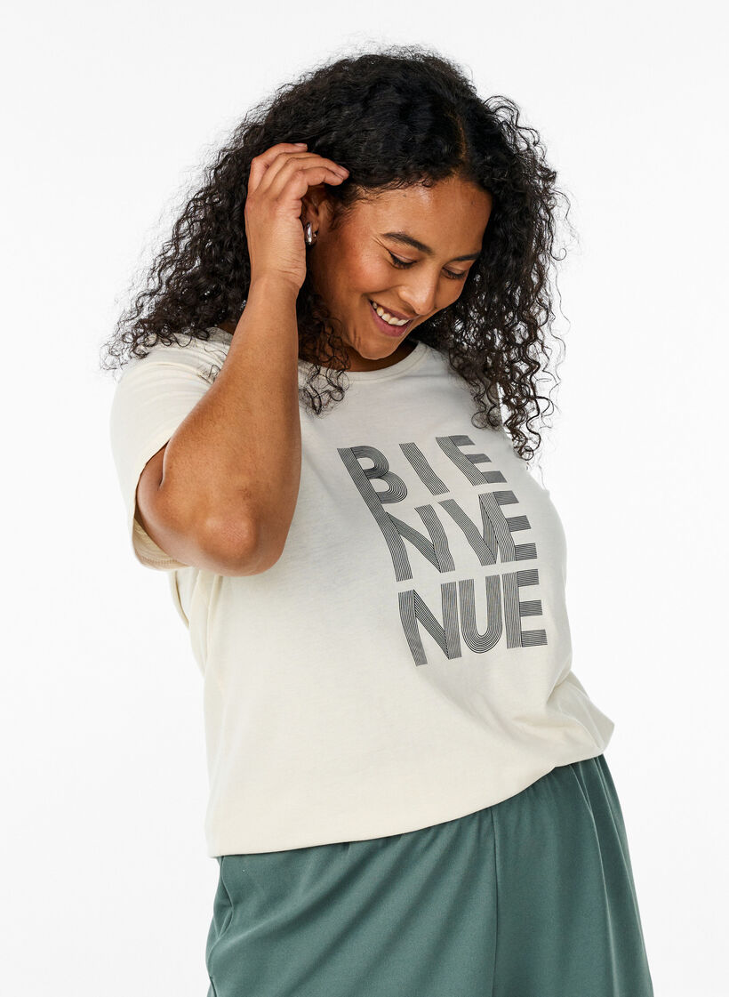 FLASH - T-shirt med tryck, Vanilla, Model image number 0