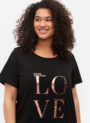 T-shirt i bomull med tryck, Black W. Love , Model image number 2