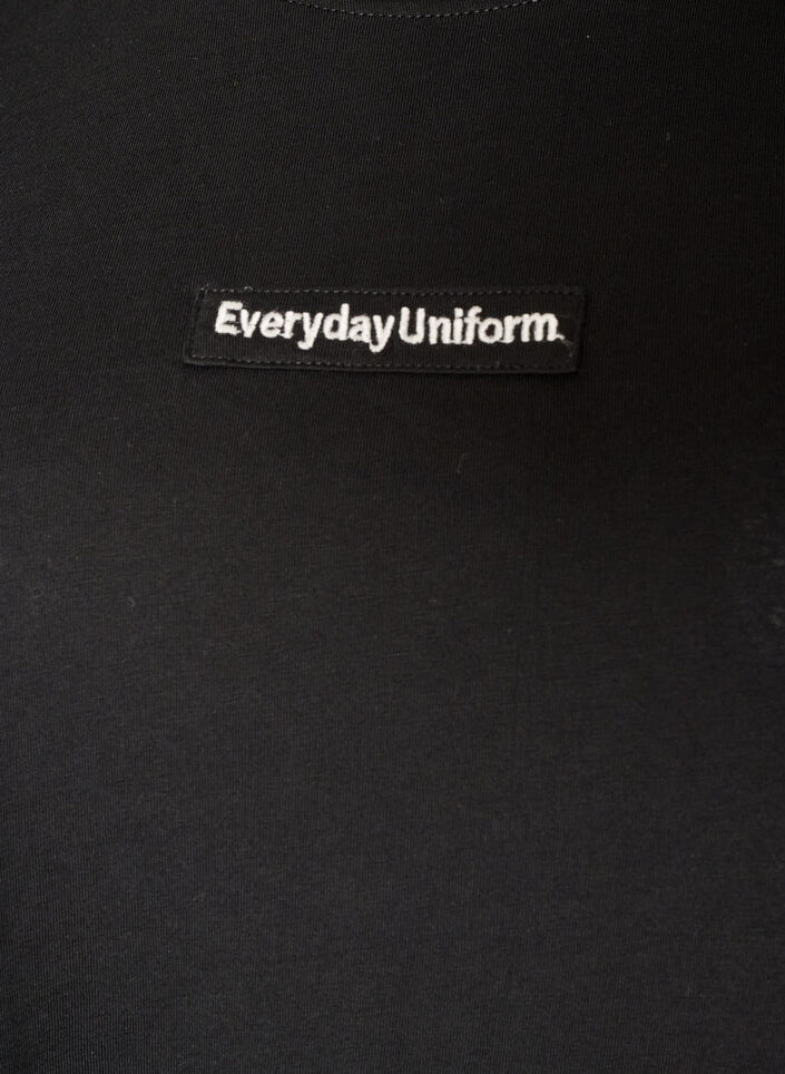 T-shirt i bomull med textm&auml;rke, Svart, Packshot image number 2