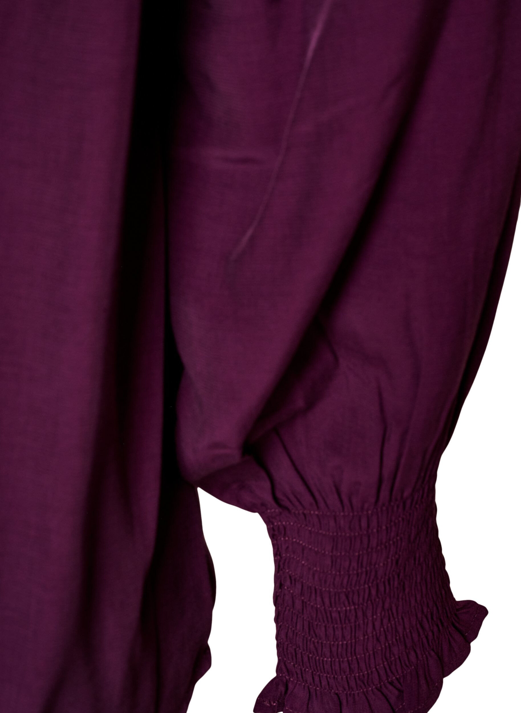 ZizziBlus med volangkrage och rynkning, Lila, Packshot image number 3