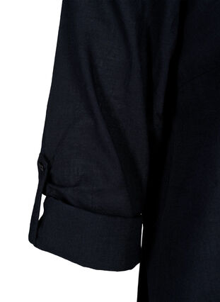 Skjortblus i bomull med v-ringad hals, Black, Packshot image number 3