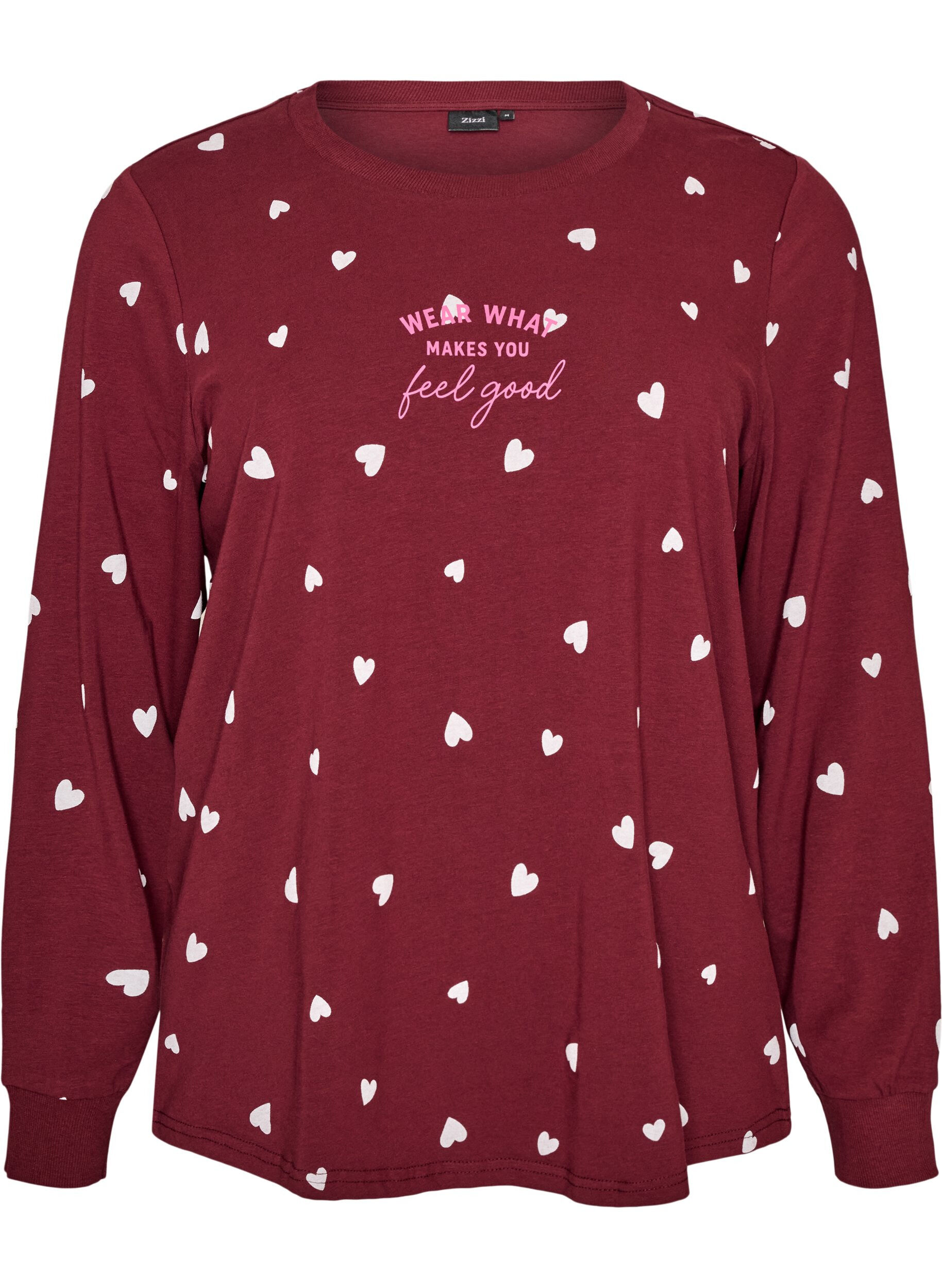ZizziNattlinne med tryck, R&ouml;d, Packshot image number 0