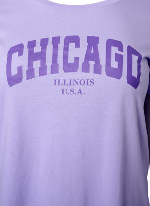 T-shirt i bomull med texttryck, Lavender W. Chicago, Packshot image number 2