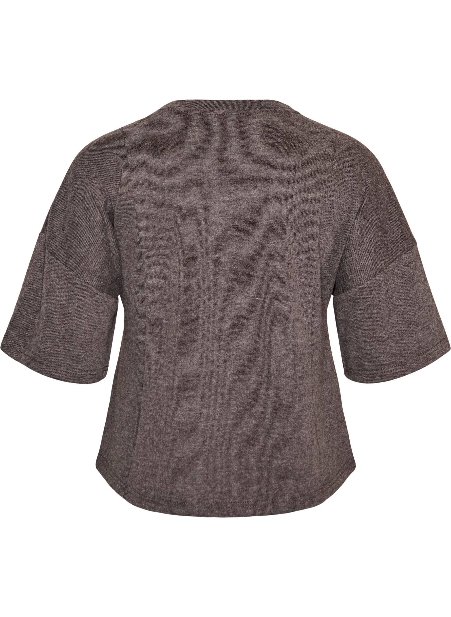 ZizziA-linjeformad blus i jersey med armb&aring;gsl&aring;nga &auml;rmar, Gr&aring;, Packshot image number 1