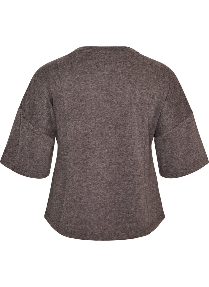 A-linjeformad blus i jersey med armb&aring;gsl&aring;nga &auml;rmar, Gr&aring;, Packshot image number 1