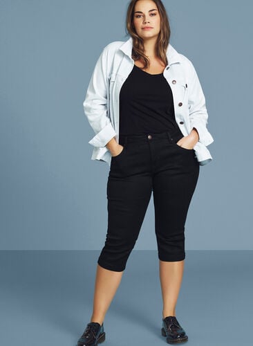 Slim fit Emily capri-jeans, Black, Model image number 1