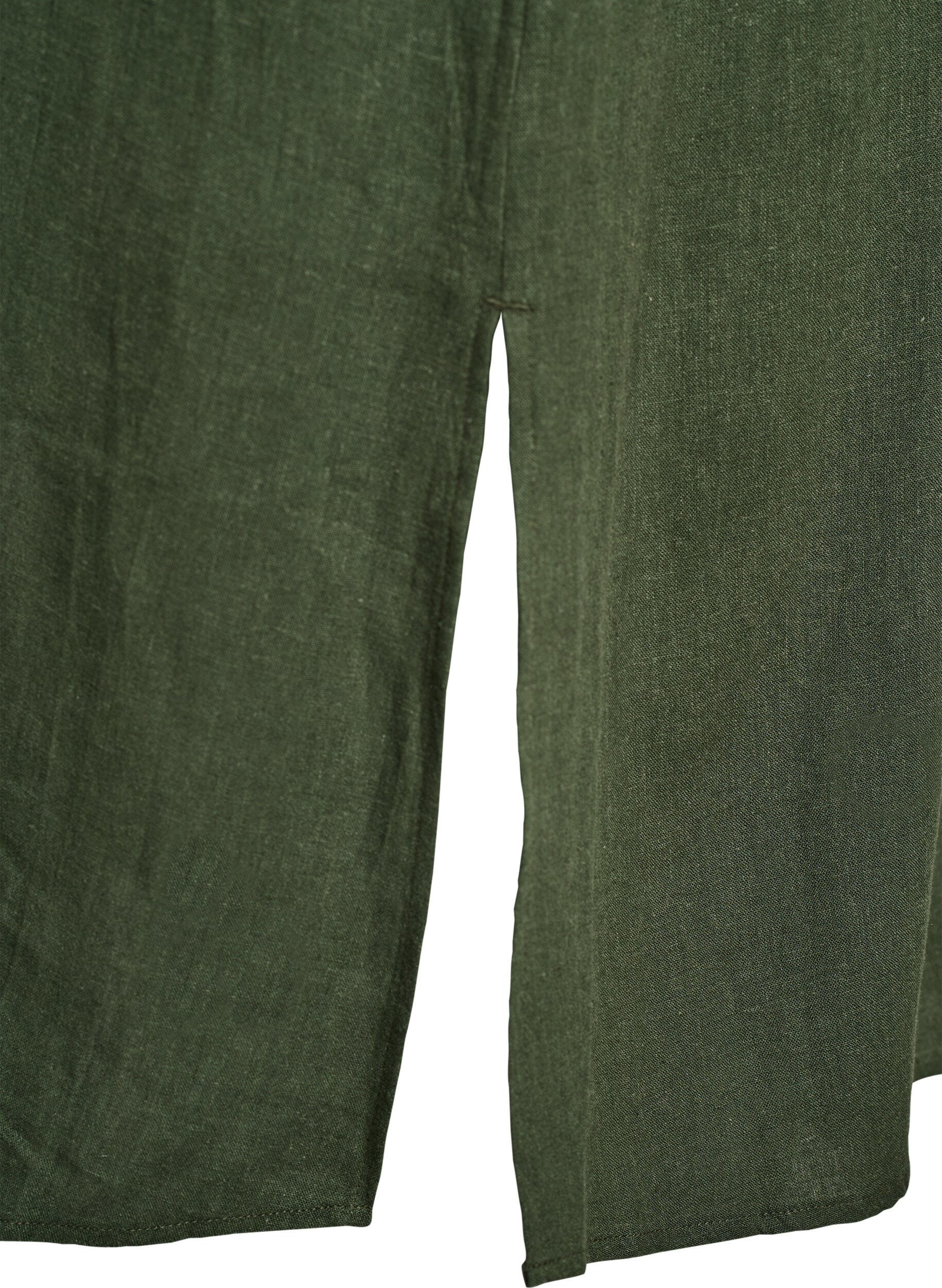 Zizzi Skjortkl&auml;nning i linne och viskos med korta &auml;rmar, Gr&ouml;n, Packshot image number 3