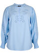 Blus med volanger och Broderie anglaise, Chambray Blue, Packshot image number 0