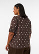 Kort&auml;rmad stickad blus med prickar, Brun, Model image number 2