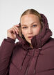 L&aring;ng pufferjacka med huva och fickor, M&ouml;rk Bordeaux, Model image number 2