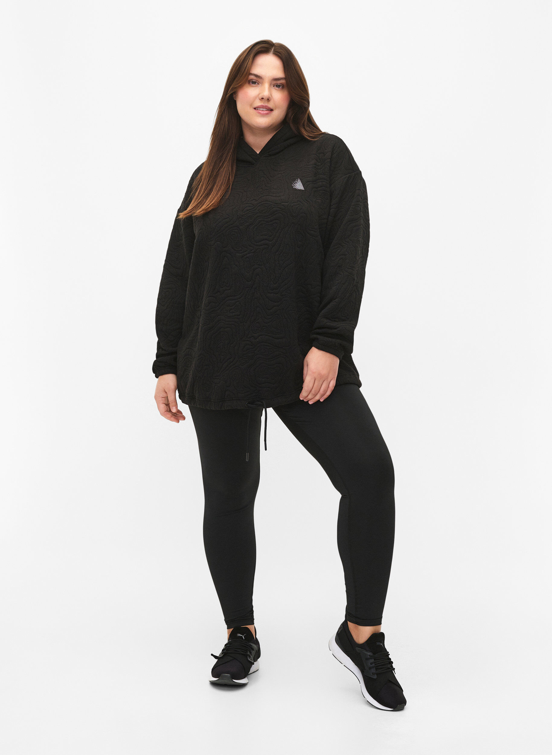 Zizzi Sportig sweatshirt med huva, Black, Model image number 3